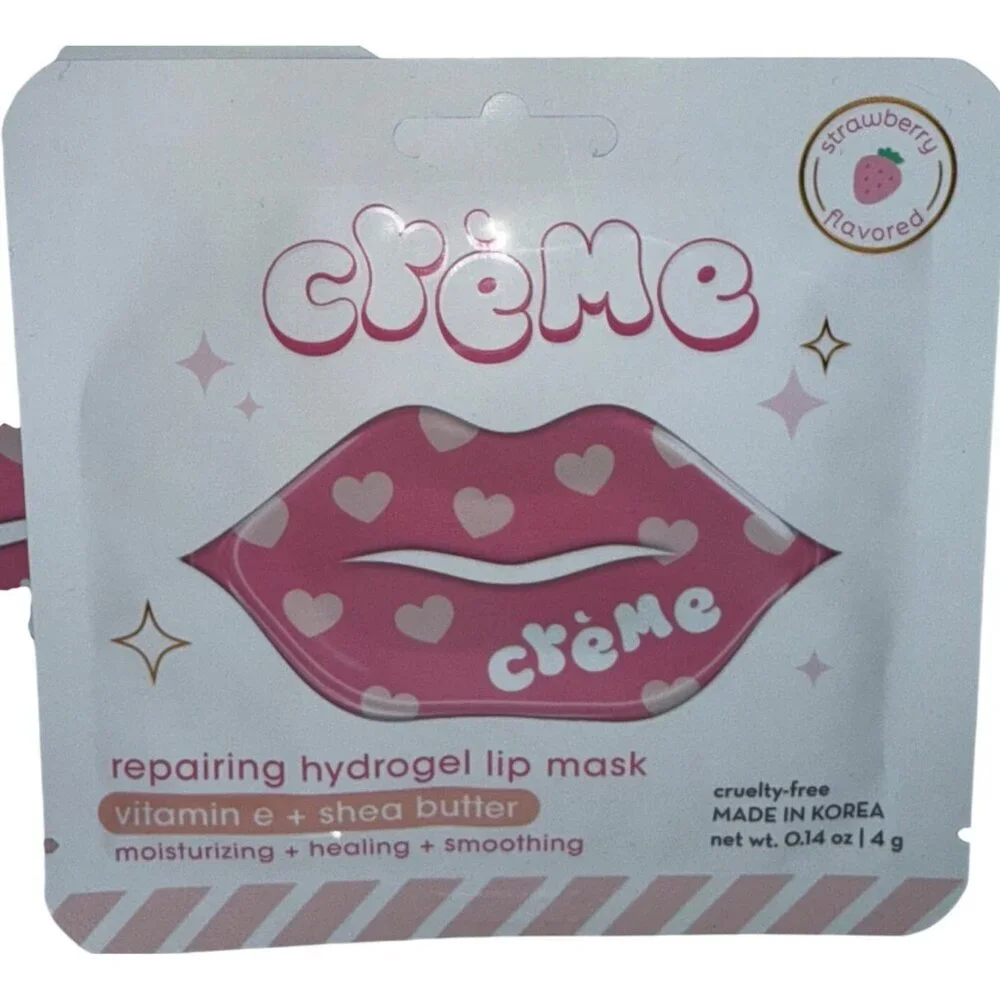 Crème Shop Repairing Hydrogel Lip Mask Strawberry Vitamin E Shea Butter Set of 2